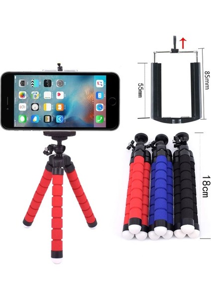 Mavi Tripod Mini Tripod Telefon Standı Için Esnek Sünger Ahtapot Bluetooth Uzaktan Isteğe Bağlı iPhone Kamera Tripod Telefon Tutucu Klip Standı (Yurt Dışından) modelleri