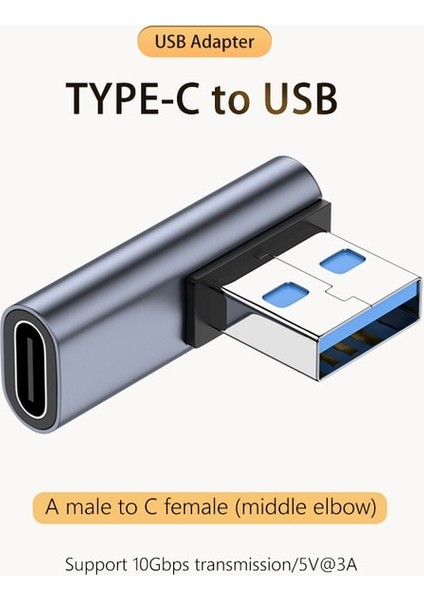 D 3A Tip C Dirsek USB 3.1 Şarj Veri Kablosu Adaptörü Dönüştürücü Android Için 90/180 Derece Otg Adaptörü Hızlı Şarj 10 Gbps (Yurt Dışından)