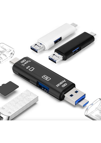 01 Hepsi Bir Arada Mikro USB Otg USB 2.0 Mikro Sd Tf Adaptörü Mikro Sd Sdhc Tf M2 Mmc Ms Pro Duo Kart Okuyucu Için Sd Kart Okuyucu (Yurt Dışından)