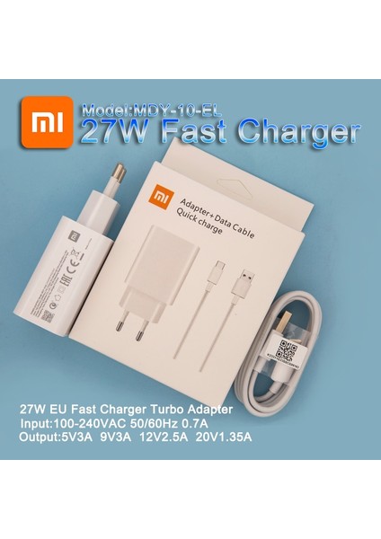 Ab Şarj Cihazı 27W Şarj Cihazı Xiaomi Orijinal Ab Hızlı 3A Tip C Veri Kablosu Mi 9 8 Se 9t Pro Redmi Not 7 K20 Pro USB Şarj Cihazı (Yurt Dışından) fiyatları