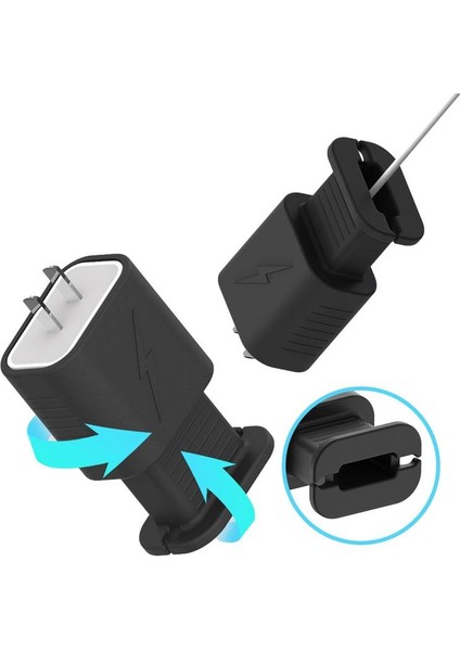 Siyah Şarj Koruyucu Kılıf Şarj Aleti Kablosu Düzenleyici Kılıf Cep Telefonu Için Taşınabilir USB C Hızlı Şarj Cihazı Telefon Kablosu Anti-Break Sarıcı (Yurt Dışından)