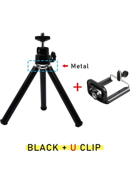 Siyah-Mu Alüminyum Alaşımlı Masa Tripod Selfie Standı Telefon Akıllı Telefon Için iPhone 13 Pro Max Samsung Xiaomi Telefon Tutucu Klip Standı (Yurt Dışından)