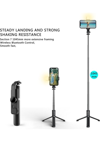 No 1 Roreta Yeni Kablosuz Bluetooth Selfie Tripod Katlanabilir Braketi El Monopod Selfie Sopa ile Ios Android Için (Yurt Dışından)