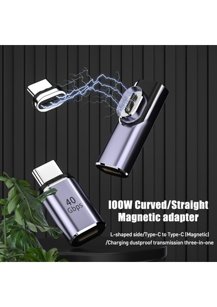 AD093 100W Otg Manyetik USB C Adaptörü Metal Tip C USB 4.0 Dönüştürücü 40GBPS MacBook Pro Air Smartphone Dizüstü Bilgisayar Için Hızlı Veri Transferi (Yurt Dışından)