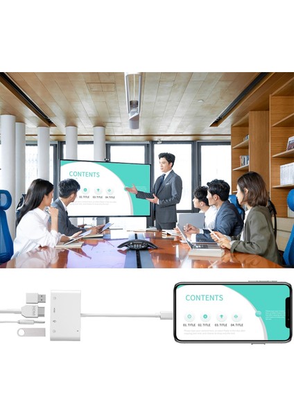 E Lightning - HDMI Adaptörü Mikrofon Ses Kablosu Aux Jack Çift USB Hub 4K Av Tv Otg iPhone Için Şarj 12/11PRO/11/XS//X/8/IPAD (Yurt Dışından) fırsatları
