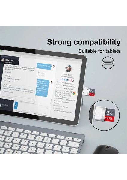 Tf - C Zinciri Altın Elough USB C Adaptörü Mikro Tip-C - Tf Sd Adaptörü Otg Taşınabilir Mikro Usb-C Hafıza Kartı Okuyucu Xiaomi Samsung Huawei Macbook Için (Yurt Dışından)