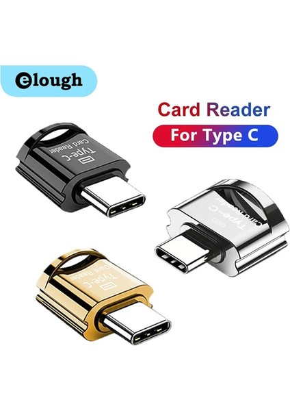 Tf - C Zinciri Altın Elough USB C Adaptörü Mikro Tip-C - Tf Sd Adaptörü Otg Taşınabilir Mikro Usb-C Hafıza Kartı Okuyucu Xiaomi Samsung Huawei Macbook Için (Yurt Dışından)