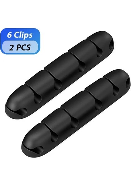 6 Klips - 2 Parça Masa Şarj Kablosu Düzenleyici Silikon Tel Düzenleyici Esnek Masaüstü Kablo Yönetimi Klipler Telefon Kabloları Tutucu Organizador (Yurt Dışından)