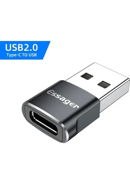 Siyah C'den USB 2.0'a.essager Otg Adaptör Tip C USB 3.0 Tip-C USB C Erkek USB Dişi Dönüştürücü Macbook Xiaomi Samsung S20 Usbc Otg Konektörü (Yurt Dışından)