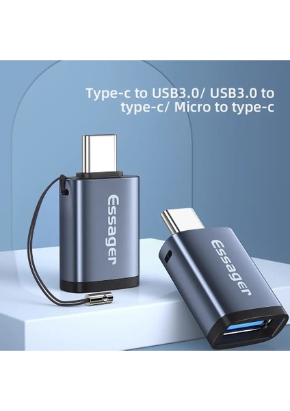 Siyah C'den USB 2.0'a.essager Otg Adaptör Tip C USB 3.0 Tip-C USB C Erkek USB Dişi Dönüştürücü Macbook Xiaomi Samsung S20 Usbc Otg Konektörü (Yurt Dışından)