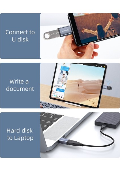 Siyah C'den USB 2.0'a.essager Otg Adaptör Tip C USB 3.0 Tip-C USB C Erkek USB Dişi Dönüştürücü Macbook Xiaomi Samsung S20 Usbc Otg Konektörü (Yurt Dışından)