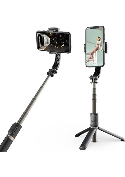 Siyah Q08 Selfie Sopa Bluetooth El Gimbal Sabitleyici Cep Telefonu Telefon Için Ayarlanabilir Standı iPhone Huawei Ios Android (Yurt Dışından) fiyatları