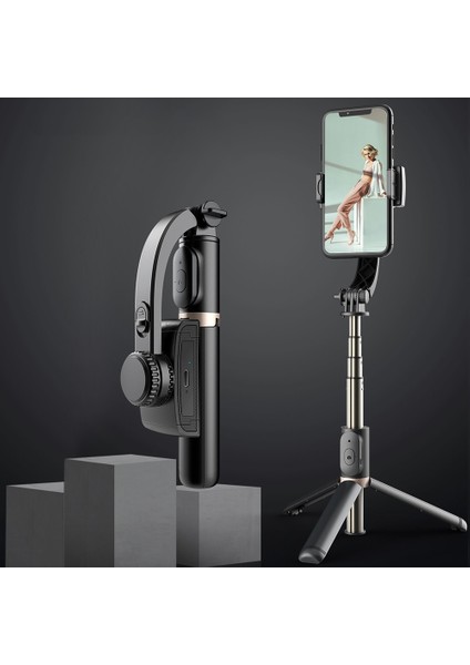Siyah Q08 Selfie Sopa Bluetooth El Gimbal Sabitleyici Cep Telefonu Telefon Için Ayarlanabilir Standı iPhone Huawei Ios Android (Yurt Dışından) modelleri