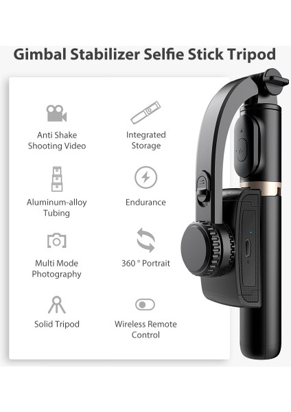 Siyah Q08 Selfie Sopa Bluetooth El Gimbal Sabitleyici Cep Telefonu Telefon Için Ayarlanabilir Standı iPhone Huawei Ios Android (Yurt Dışından) fırsatları