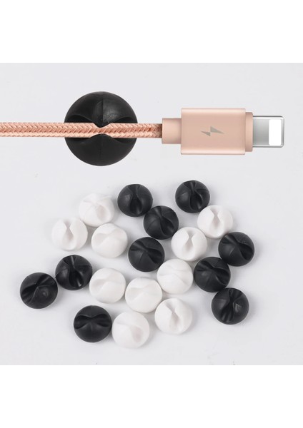 5 Adet Siyah 10 Adet Silikon Sarıcı Kulaklık Sabit Hat Kablo Klipsi Ofis Masası Düzenli Organizatör USB Şarj Kablosu Tutucu Sürüş Kaydedici Tel (Yurt Dışından)