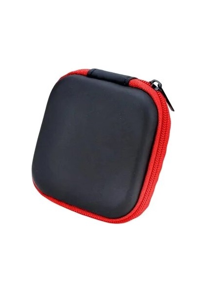 Kırmızı Kulaklık Konteyner Yerden Tasarruflu Saklama Çantası Kare Düz Renk Çizilmez Taşıma Paket Kabloları Seyahat Hediye USB Siyah (Yurt Dışından)