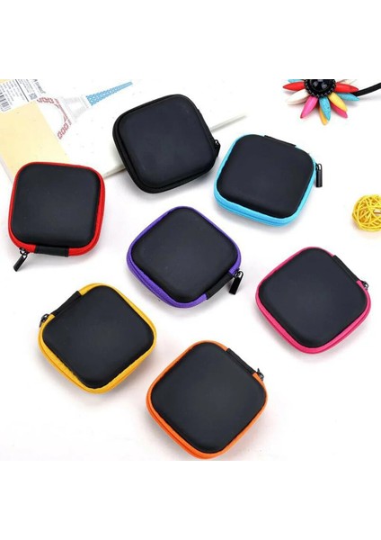 Kırmızı Kulaklık Konteyner Yerden Tasarruflu Saklama Çantası Kare Düz Renk Çizilmez Taşıma Paket Kabloları Seyahat Hediye USB Siyah (Yurt Dışından) fiyatları