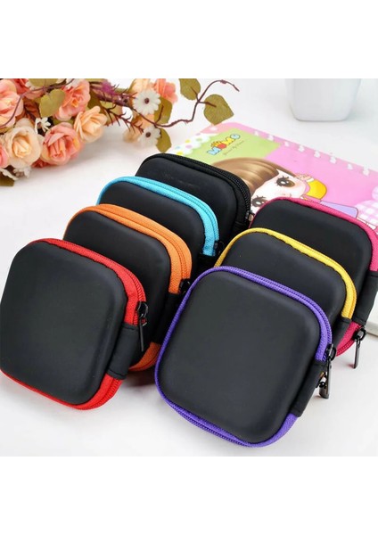 Kırmızı Kulaklık Konteyner Yerden Tasarruflu Saklama Çantası Kare Düz Renk Çizilmez Taşıma Paket Kabloları Seyahat Hediye USB Siyah (Yurt Dışından) modelleri