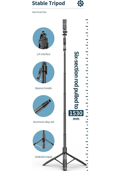 Çift Işık L16 1.53 M Kablosuz Selfie Çubuğu Tripod Gopro Eylem Kamera Akıllı Telefonlar Için Katlanabilir Standı Denge Sabit Çekim Canlı Yayın (Yurt Dışından) fırsatları
