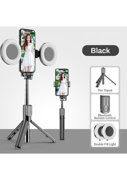 Siyah Işık ile Kablosuz Bluetooth Uyumlu Selfie Çubuğu LED Halka Işık ile Katlanabilir Tripod Monopod iPhone Için Android Için Canlı Tripod Sıcak (Yurt Dışından)