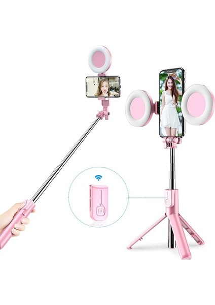Siyah Işık ile Kablosuz Bluetooth Uyumlu Selfie Çubuğu LED Halka Işık ile Katlanabilir Tripod Monopod iPhone Için Android Için Canlı Tripod Sıcak (Yurt Dışından)
