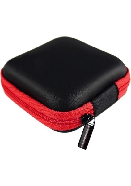 Kırmızı 1 Adet Taşınabilir Kulaklık Saklama Çantası USB Veri Kablosu Sert Çanta Kulaklık Kulakiçi Anahtar Para Sd Kart Organizatör Kutusu Taşıma Çantası 8x8 cm (Yurt Dışından)