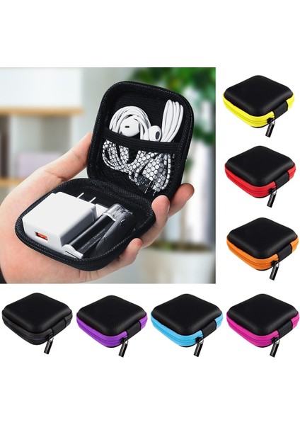 Kırmızı 1 Adet Taşınabilir Kulaklık Saklama Çantası USB Veri Kablosu Sert Çanta Kulaklık Kulakiçi Anahtar Para Sd Kart Organizatör Kutusu Taşıma Çantası 8x8 cm (Yurt Dışından)
