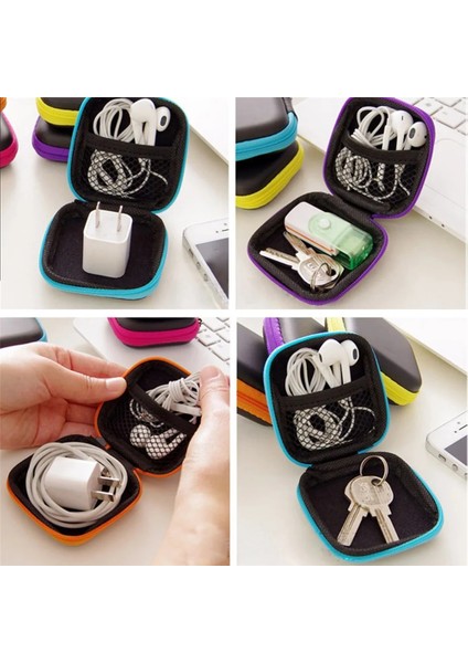 Kırmızı 1 Adet Taşınabilir Kulaklık Saklama Çantası USB Veri Kablosu Sert Çanta Kulaklık Kulakiçi Anahtar Para Sd Kart Organizatör Kutusu Taşıma Çantası 8x8 cm (Yurt Dışından)