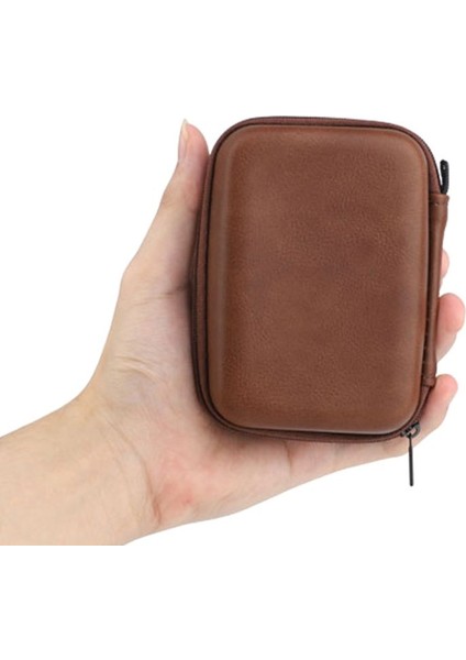 C Taşınabilir USB Veri Kablosu Düzenleyici Deri Kulaklık Depolama Deri Çanta Kulaklık Kılıfı Kapak Koruyucu Mini Fermuar Sert Kese Kutusu (Yurt Dışından)