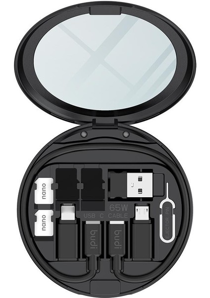 Pembe Budı 11 In 1 Çok Fonksiyonlu Cep Telefonu Aksesuarları Kutusu Makyaj Aynası Telefon Tutucu Çok Fonksiyonlu Akıllı Adaptör Kartı Depolama (Yurt Dışından)