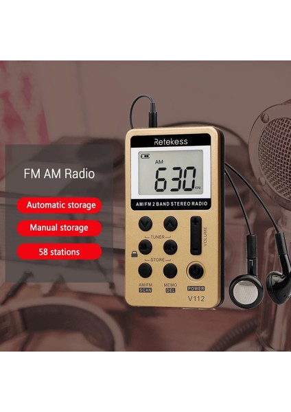 Gold Retekess V112 Radyo Mini Cep Radyo Alıcısı Taşınabilir Radyolar Fm Şarj Edilebilir Uyku Süresi Kulaklık Walkman Go Yürüyüş Için (Yurt Dışından) fırsatları