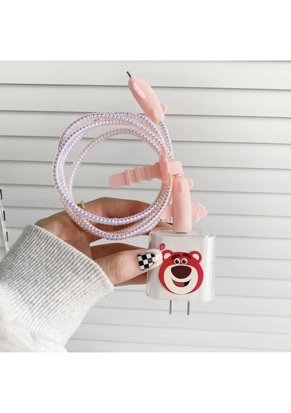 PK04 Sevimli Karikatür USB Kablosu Koruyucu Veri Hattı Isırığı Hızlı Şarj Durumda iphone 18/20 W Kafa Sarıcı Kafa Kablo Koruma Kapağı Çapa (Yurt Dışından)