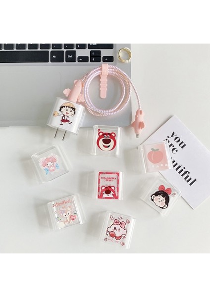 PK04 Sevimli Karikatür USB Kablosu Koruyucu Veri Hattı Isırığı Hızlı Şarj Durumda iphone 18/20 W Kafa Sarıcı Kafa Kablo Koruma Kapağı Çapa (Yurt Dışından)