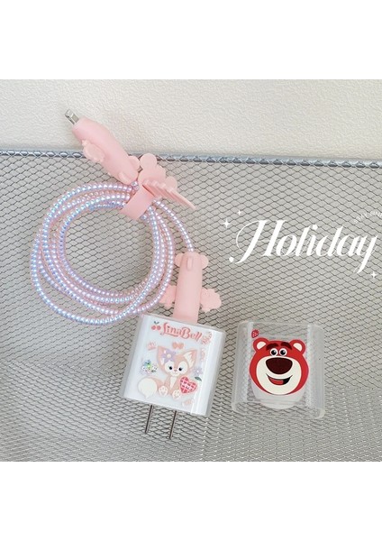 PK04 Sevimli Karikatür USB Kablosu Koruyucu Veri Hattı Isırığı Hızlı Şarj Durumda iphone 18/20 W Kafa Sarıcı Kafa Kablo Koruma Kapağı Çapa (Yurt Dışından)