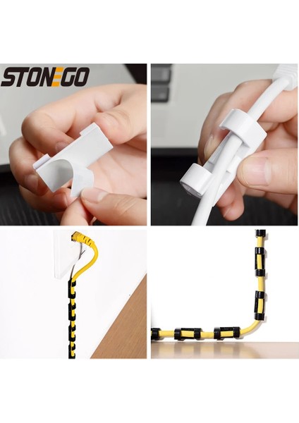 Büyük (Beyaz 16 Adet) Güçlü Kendinden Yapışkanlı Pedlere Sahip Stonego Kablo Klipsleri, Alet Gerektirmez Yönetim Kliplerini Organize Et Ağ Hattı Için Stonego Gadget'ı (Yurt Dışından) modelleri