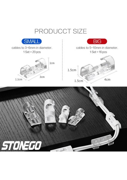 Büyük (Beyaz 16 Adet) Güçlü Kendinden Yapışkanlı Pedlere Sahip Stonego Kablo Klipsleri, Alet Gerektirmez Yönetim Kliplerini Organize Et Ağ Hattı Için Stonego Gadget'ı (Yurt Dışından) fırsatları