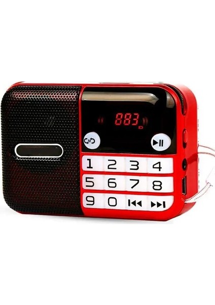 Kırmızı Taşınabilir Radyo Alıcısı Mini Fm Dijital Şarj Edilebilir Hoparlör El USB Tf Handsfree Cepler Mp3 Çalar Telefon Için Mp4 KK-190 (Yurt Dışından)