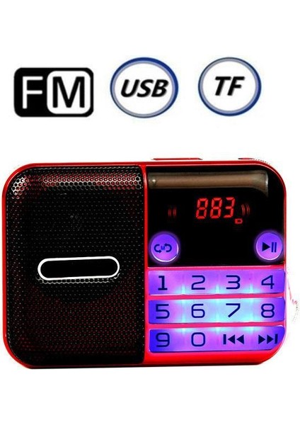 Kırmızı Taşınabilir Radyo Alıcısı Mini Fm Dijital Şarj Edilebilir Hoparlör El USB Tf Handsfree Cepler Mp3 Çalar Telefon Için Mp4 KK-190 (Yurt Dışından) fırsatları