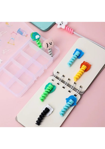 E 1 Adet Karikatür Spiral USB Koruyucu Şarj Kablosu Koruyucu Silikon Bobin Sarıcı Cep Telefonu Organizador Kablolu Telefon Aksesuarları (Yurt Dışından)