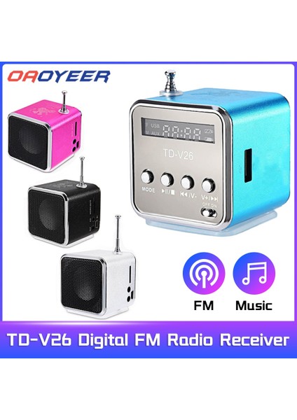 Macenta Mini TD-V26 Dijital Fm Radyo Alıcısı Taşınabilir Radyo Fm Stereo Alıcısı LCD Radyo Hoparlör Hoparlör Desteği Mikro Tf Kart (Yurt Dışından) modelleri