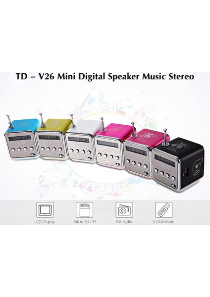 Macenta Mini TD-V26 Dijital Fm Radyo Alıcısı Taşınabilir Radyo Fm Stereo Alıcısı LCD Radyo Hoparlör Hoparlör Desteği Mikro Tf Kart (Yurt Dışından) indirimleri