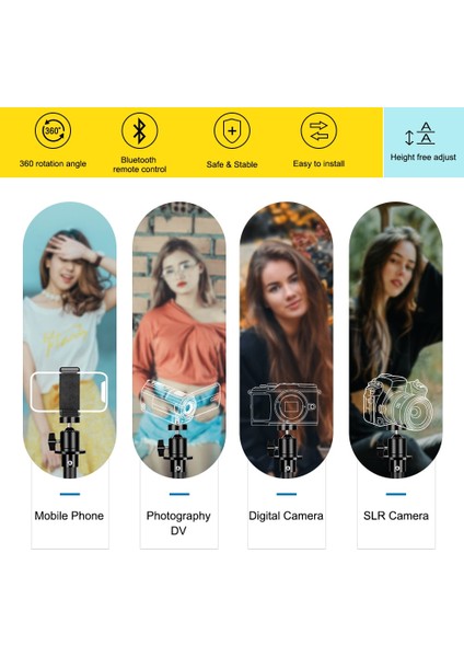 SH-SJJ-01-200 Tripod Telefon Tripodu Standı Halka Işık 1/4 Vida Kafası Esnek Selfie Bluetooth Uzaktan Kumanda Tutucu Telefon Için (Yurt Dışından)