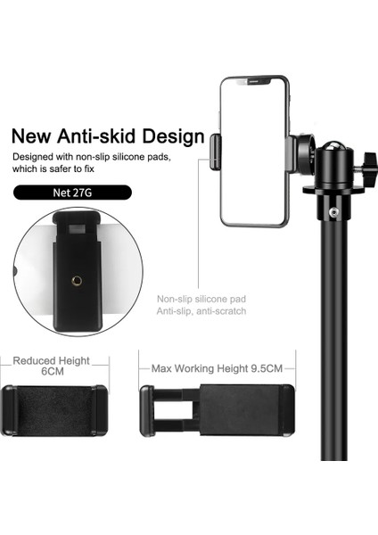 SH-SJJ-01-200 Tripod Telefon Tripodu Standı Halka Işık 1/4 Vida Kafası Esnek Selfie Bluetooth Uzaktan Kumanda Tutucu Telefon Için (Yurt Dışından)