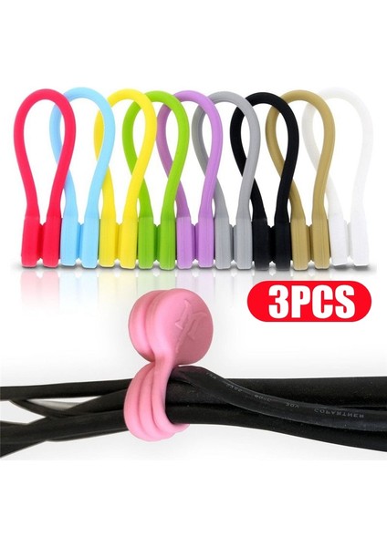 Kombinasyon 3 3in1 Manyetik Kablo Yumuşak Silikon Kablo Sarıcı Kulaklık Kablosu Sarıcı USB Veri Kablosu Depolama Klip Ofis Ev Tel Düzenleyici (Yurt Dışından)