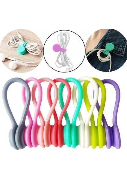 Kombinasyon 3 3in1 Manyetik Kablo Yumuşak Silikon Kablo Sarıcı Kulaklık Kablosu Sarıcı USB Veri Kablosu Depolama Klip Ofis Ev Tel Düzenleyici (Yurt Dışından)
