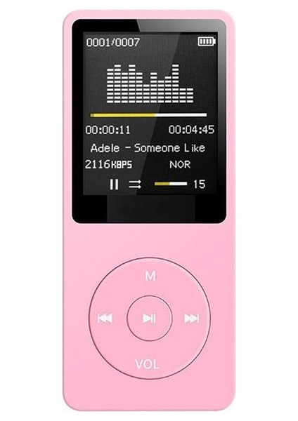 Pembe Bluetooth Uyumlu Mp3 Müzik Çalar Kayıpsız Taşınabilir Fm Radyo Harici Ultra-Ince Öğrenci Mp3 Kaydedici Fm Yayını (Yurt Dışından)