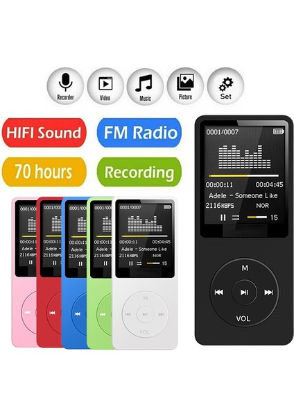 Pembe Bluetooth Uyumlu Mp3 Müzik Çalar Kayıpsız Taşınabilir Fm Radyo Harici Ultra-Ince Öğrenci Mp3 Kaydedici Fm Yayını (Yurt Dışından) fiyatları