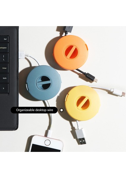 Mavi Çok Fonksiyonlu USB Kablosu Saklama Kutusu Taşınabilir Kablo Sarıcı Kutusu Dönebilen Kulaklık Şarj Kablosu Tel Ayarlanabilir Kablolar Sarıcı (Yurt Dışından)