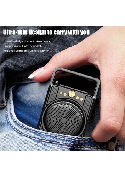 Siyah Cep Fm Radyo Taşınabilir Kablosuz Bluetooth Hoparlör Açık Subwoofer Müzik Çalar Desteği U Disk Tf Kart Aux Oyun (Yurt Dışından)