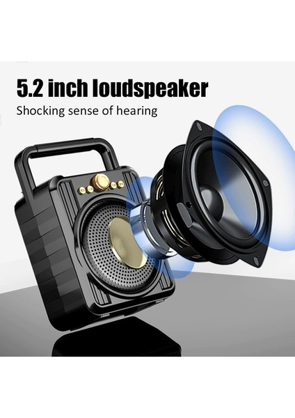 Siyah Cep Fm Radyo Taşınabilir Kablosuz Bluetooth Hoparlör Açık Subwoofer Müzik Çalar Desteği U Disk Tf Kart Aux Oyun (Yurt Dışından)